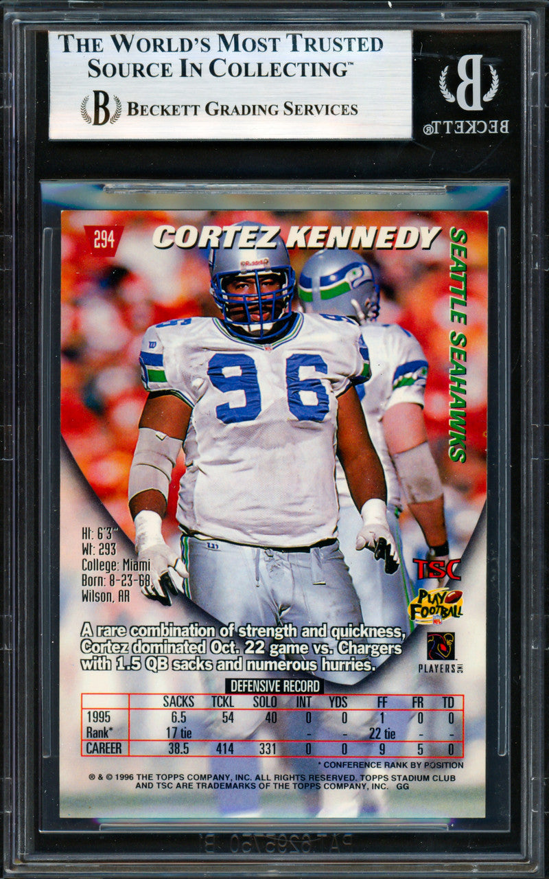 Cortez Kennedy Autographed 1996 Stadium Club Card #294 Seattle Seahawks Beckett BAS #19958212