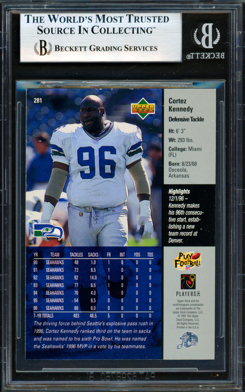 Cortez Kennedy Autographed 1997 Upper Deck Card #281 Seattle Seahawks Beckett BAS #19958218