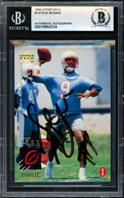 Steve McNair Autographed 1995 Upper Deck Rookie Card #3 Houston Oilers Beckett BAS #19958234