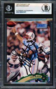 Steve McNair Autographed 1997 Stadium Club Card #29 Houston Oilers Beckett BAS #19958267