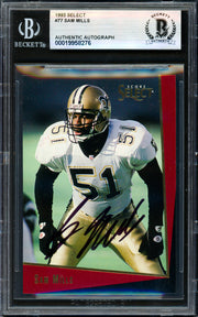 Sam Mills Autographed 1993 Score Select Card #77 New Orleans Saints Beckett BAS #19958276