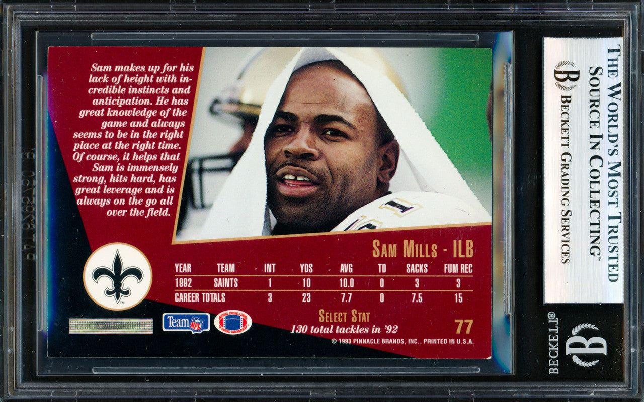 Sam Mills Autographed 1993 Score Select Card #77 New Orleans Saints Beckett BAS #19958276