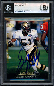 Sam Mills Autographed 1995 Upper Deck Card #293 New Orleans Saints Beckett BAS #19958470