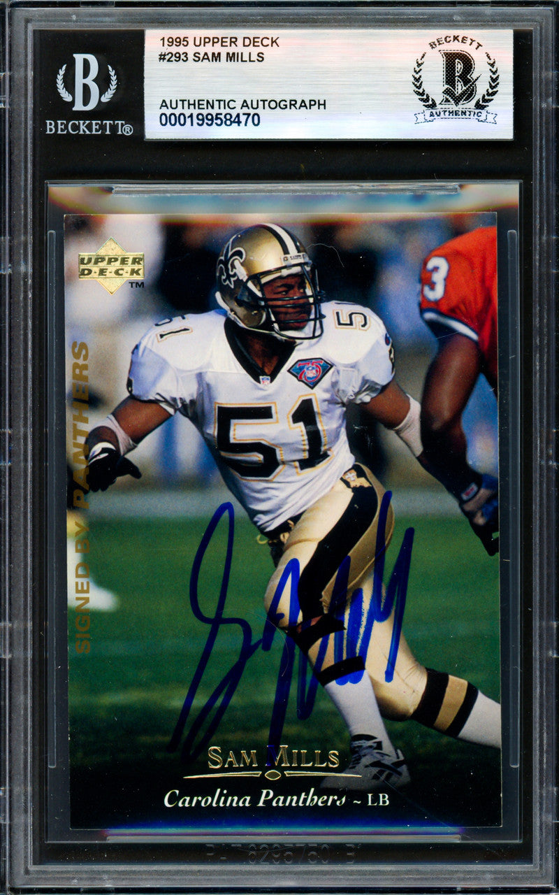 Sam Mills Autographed 1995 Upper Deck Card #293 New Orleans Saints Beckett BAS #19958470