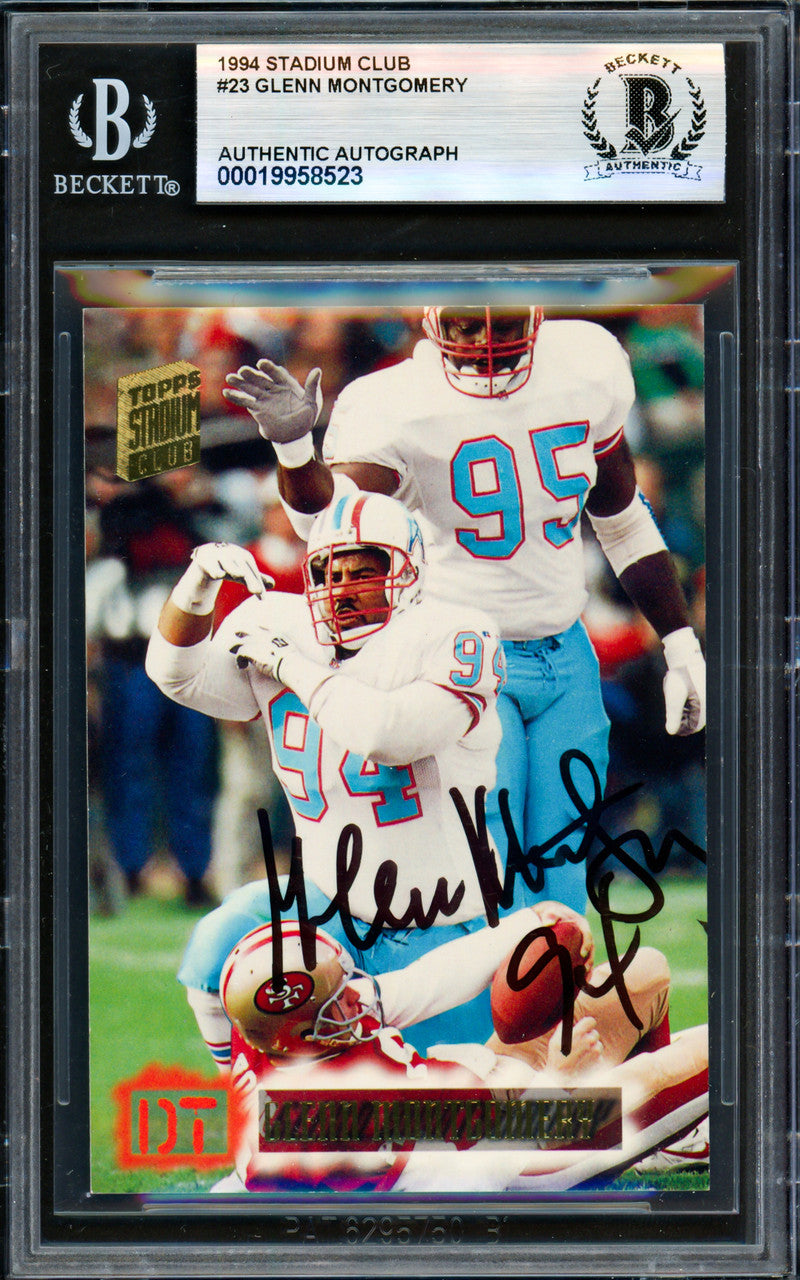 Glenn Montgomery Autographed 1994 Stadium Club Rookie Card #23 Houston Oilers Beckett BAS #19958523