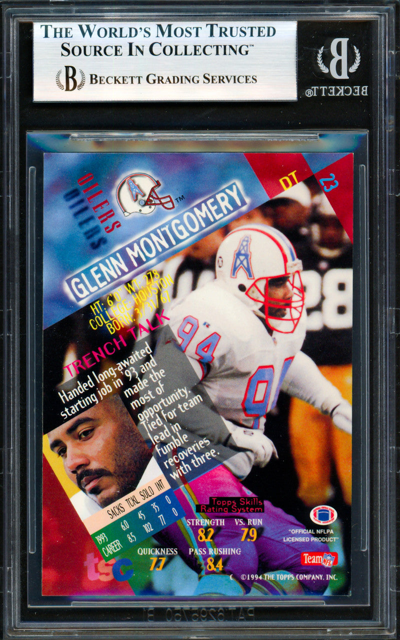 Glenn Montgomery Autographed 1994 Stadium Club Rookie Card #23 Houston Oilers Beckett BAS #19958523