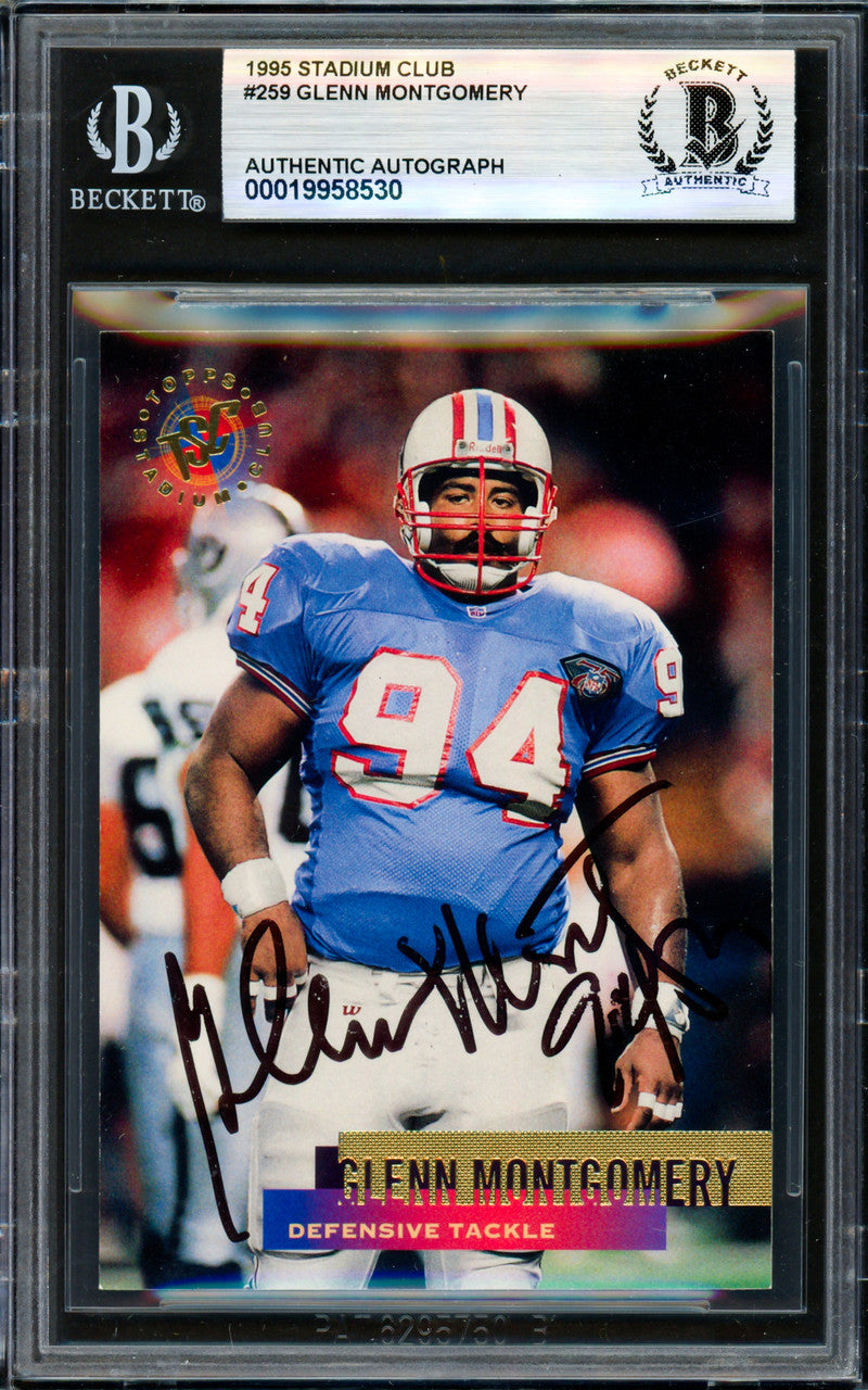 Glenn Montgomery Autographed 1995 Stadium Club Card #259 Houston Oilers Beckett BAS #19958530