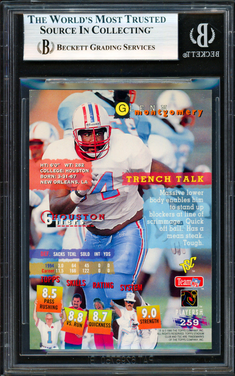 Glenn Montgomery Autographed 1995 Stadium Club Card #259 Houston Oilers Beckett BAS #19958530