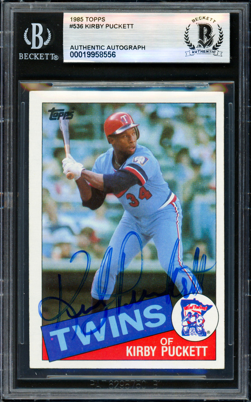 Kirby Puckett Autographed 1985 Topps Rookie Card #536 Minnesota Twins Beckett BAS #19958556