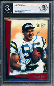 Junior Seau Autographed 1993 Score Select Card #24 San Diego Chargers Beckett BAS #19958565