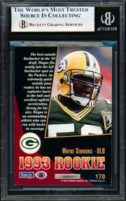 Wayne Simmons Autographed 1993 Score Select Rookie Card #170 Green Bay Packers Beckett BAS #19958593