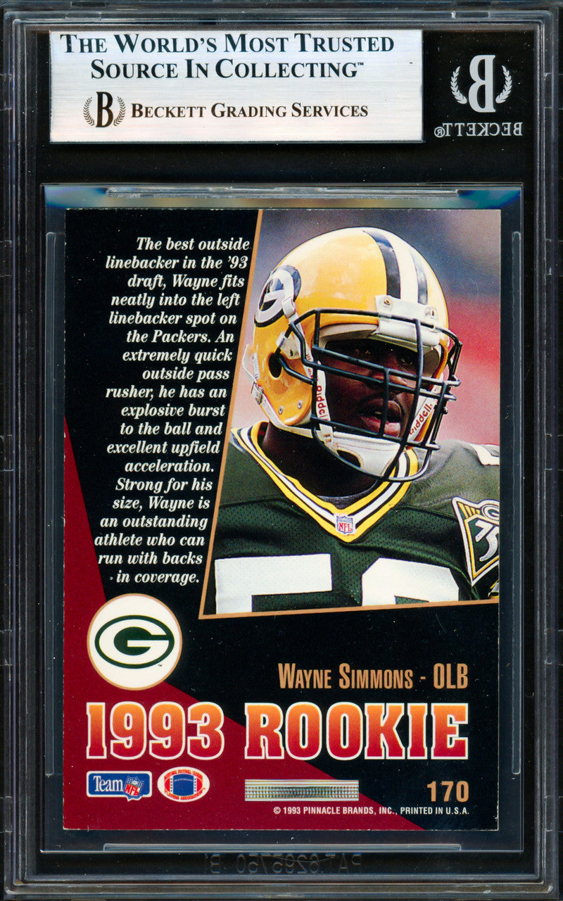 Wayne Simmons Autographed 1993 Score Select Rookie Card #170 Green Bay Packers Beckett BAS #19958593