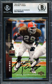 Eric Turner Autographed 1994 Upper Deck Card #156 Cleveland Browns Beckett BAS #19958652
