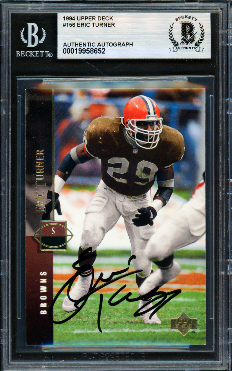 Eric Turner Autographed 1994 Upper Deck Card #156 Cleveland Browns Beckett BAS #19958652