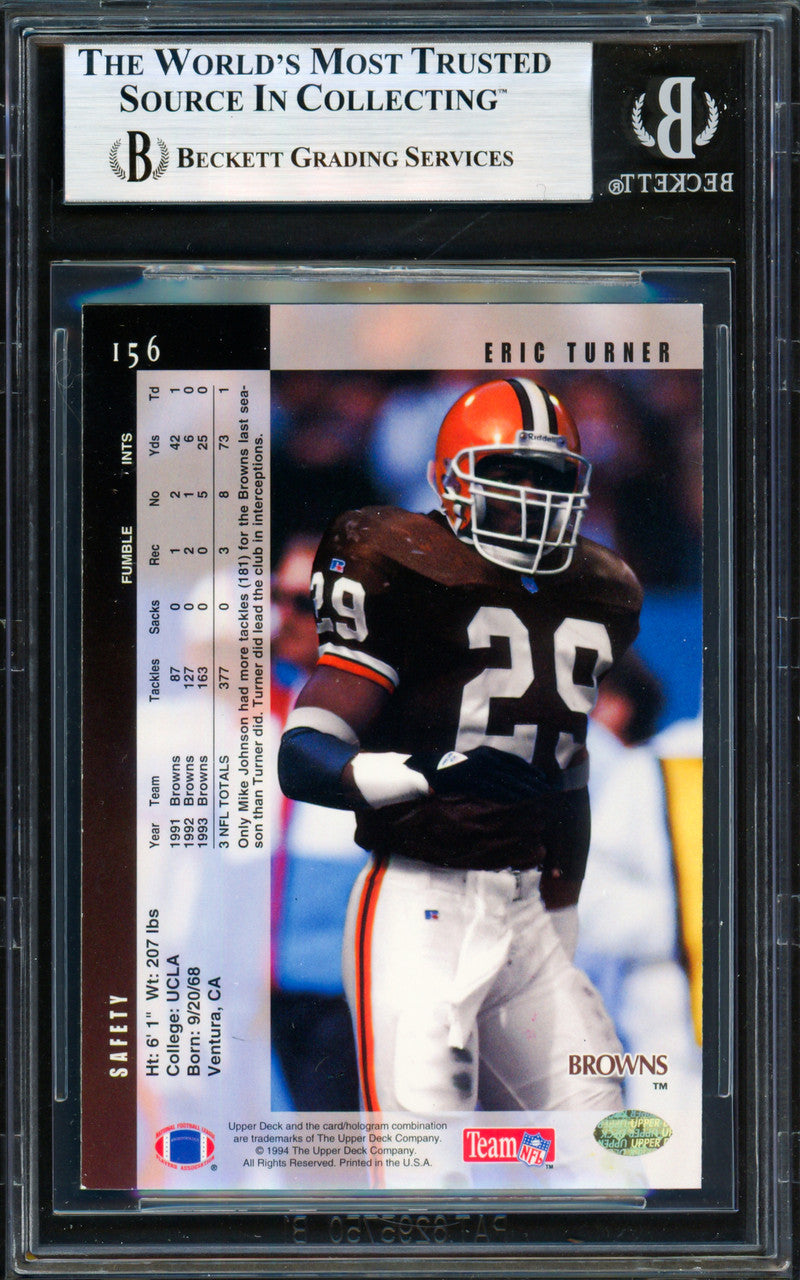 Eric Turner Autographed 1994 Upper Deck Card #156 Cleveland Browns Beckett BAS #19958652
