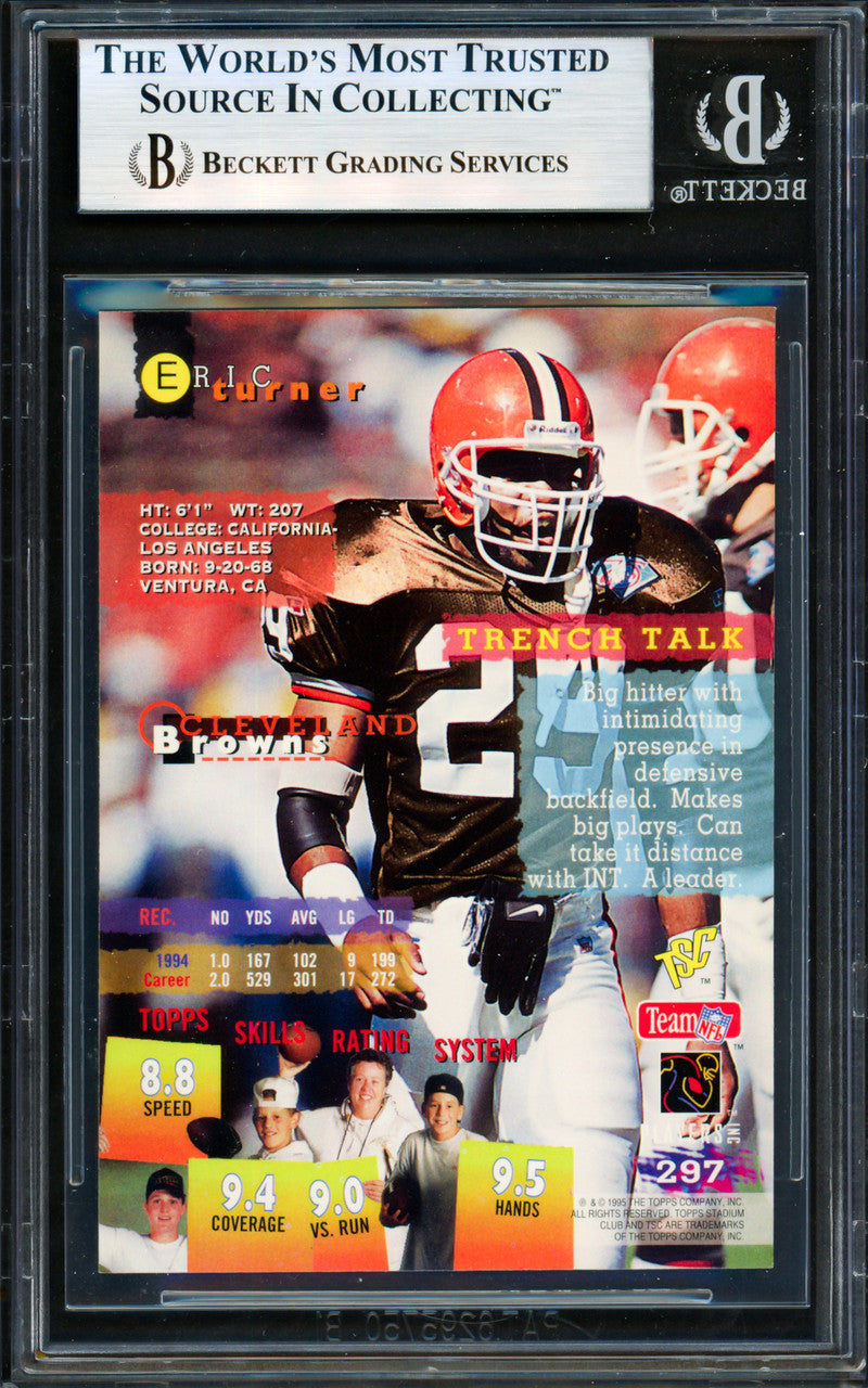 Eric Turner Autographed 1995 Stadium Club Card #297 Cleveland Browns Beckett BAS #19958662
