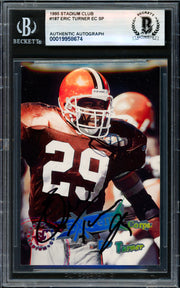 Eric Turner Autographed 1995 Stadium Club Card #X187 Cleveland Browns Beckett BAS #19958674