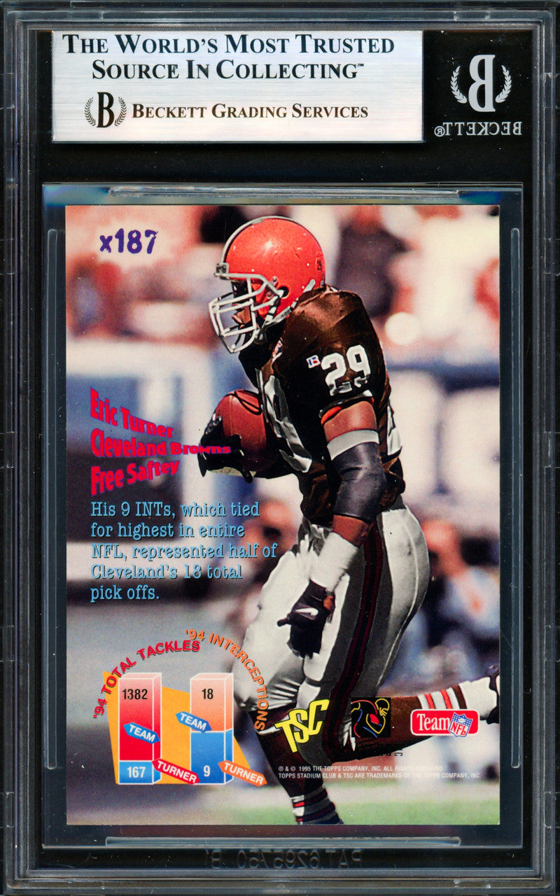 Eric Turner Autographed 1995 Stadium Club Card #X187 Cleveland Browns Beckett BAS #19958674