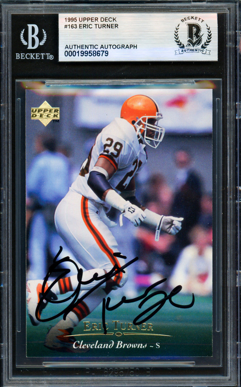 Eric Turner Autographed 1995 Upper Deck Card #163 Cleveland Browns Beckett BAS #19958679