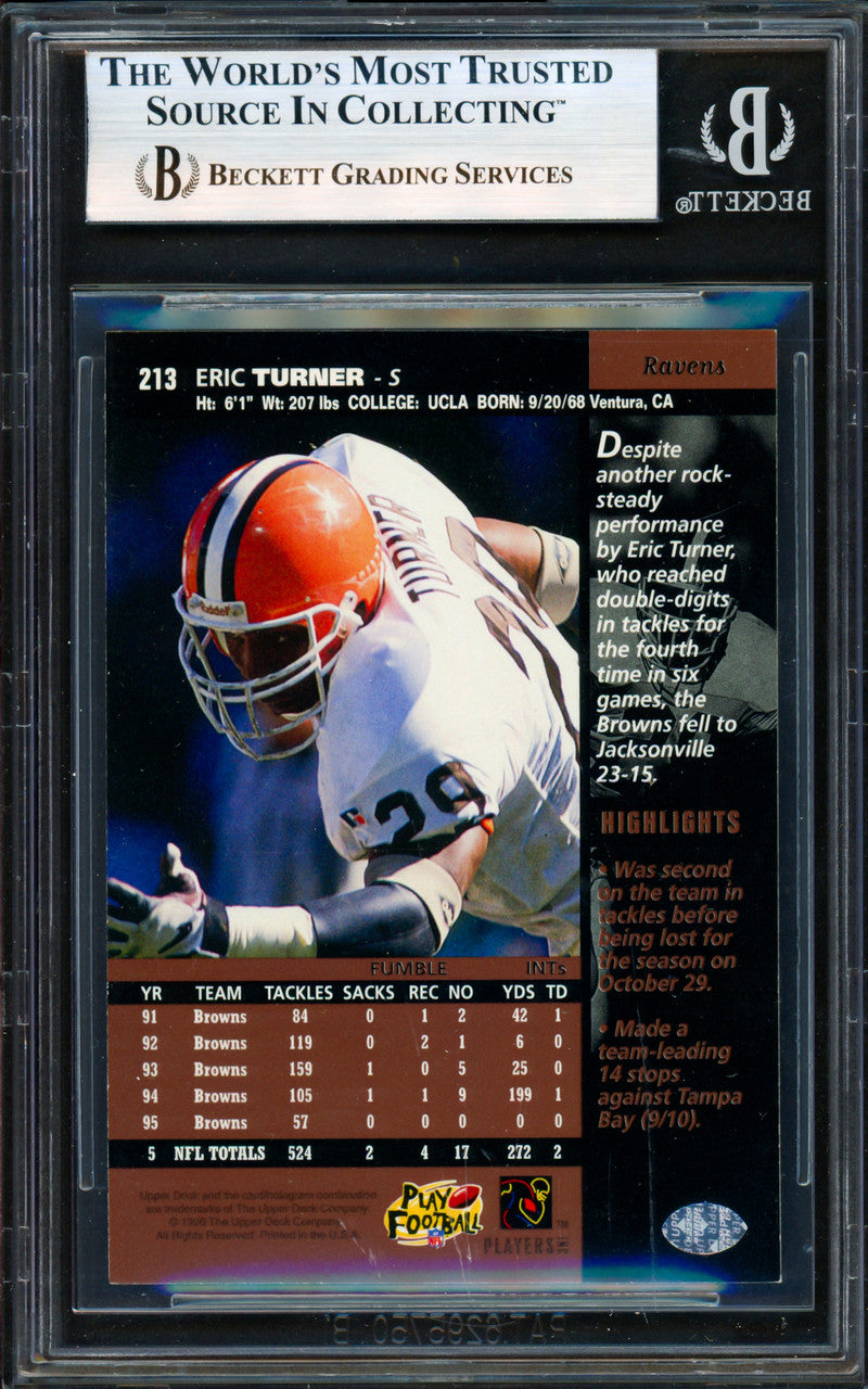 Eric Turner Autographed 1996 Upper Deck Card #213 Cleveland Browns Beckett BAS #19958701