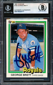 George Brett Autographed 1981 Donruss Card #100 Kansas City Royals Beckett BAS #19828317