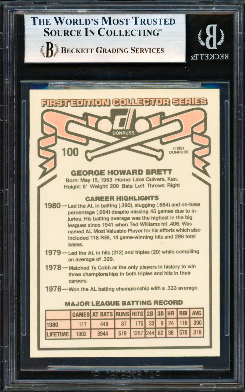 George Brett Autographed 1981 Donruss Card #100 Kansas City Royals Beckett BAS #19828317