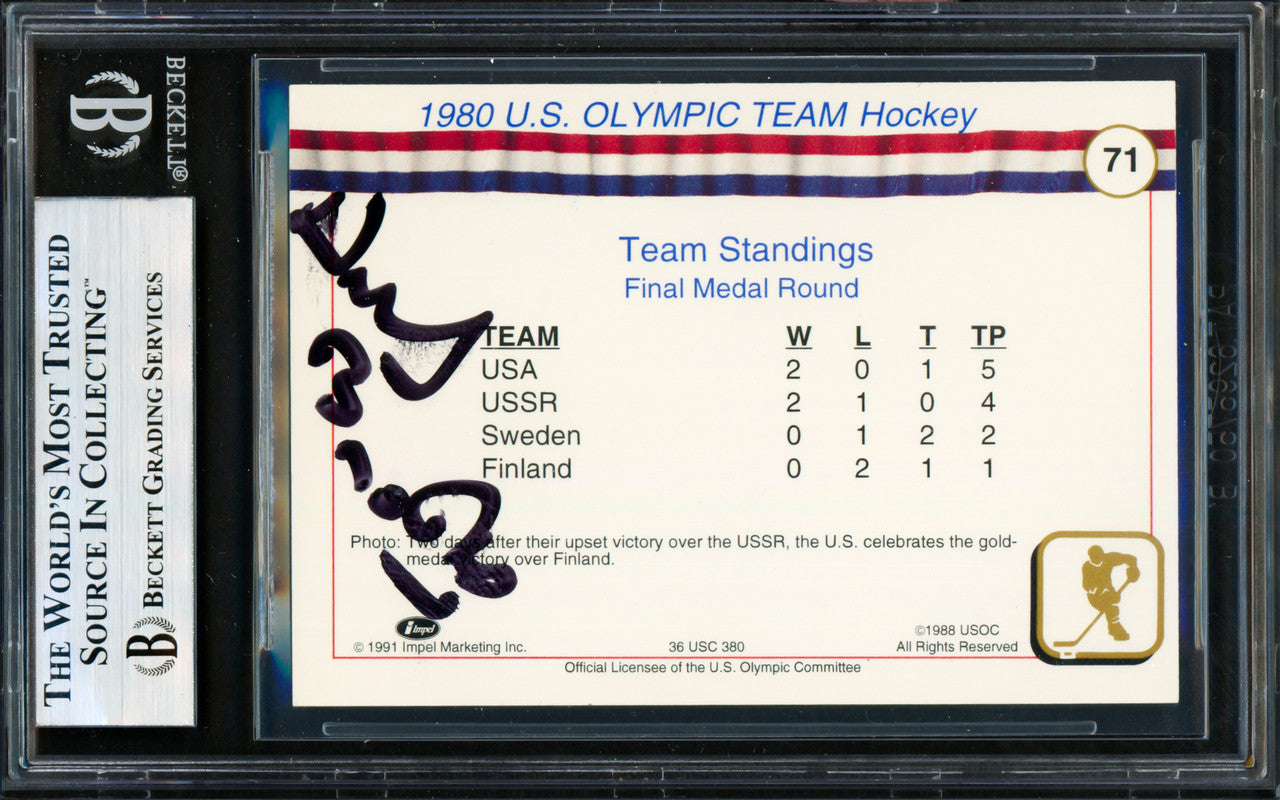 Herb Brooks Autographed 1991 Impel Card #71 1980 Team USA (Signed Twice) Beckett BAS #19828356