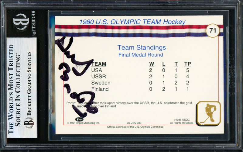 Herb Brooks Autographed 1991 Impel Card #71 1980 Team USA (Signed Twice) Beckett BAS #19828356