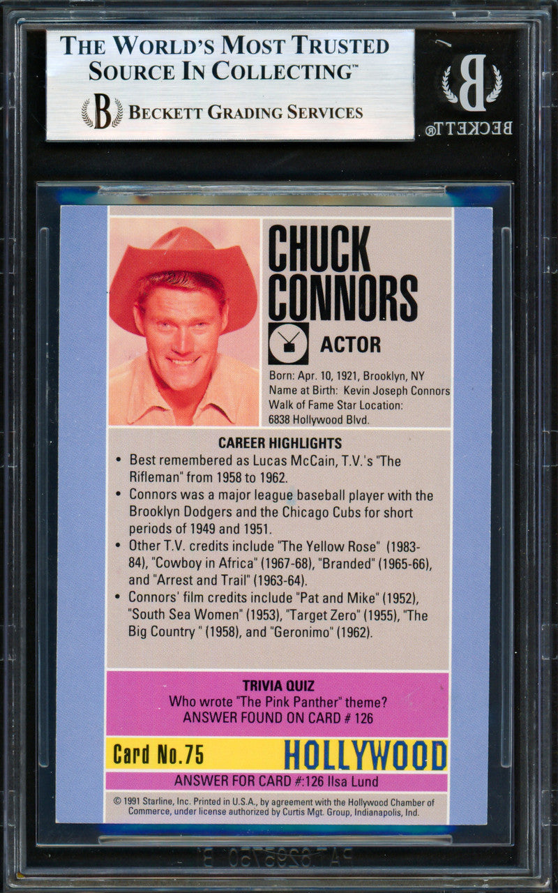 Chuck Connors Autographed 1991 Starline Card #75 Rifleman Beckett BAS #19828387