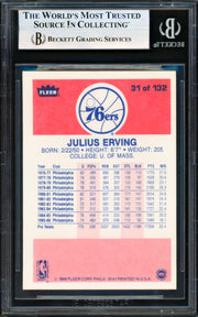 Julius Dr. J Erving Autographed 1986-87 Fleer Card #31 Philadelphia 76ers Beckett BAS #19828418