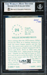Willie Mays Autographed 1976 SSPC Card #616 New York Mets Beckett BAS #19831511