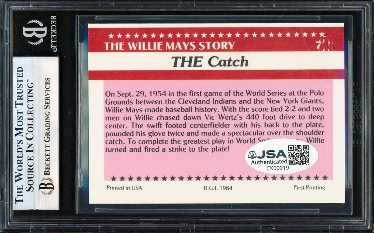Willie Mays Autographed 1984 Renata Galasso Card San Francisco Giants The Catch Beckett BAS #19830004