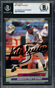 Kirby Puckett Autographed 1992 Fleer Ultra Card #97 Minnesota Twins Beckett BAS #19830453
