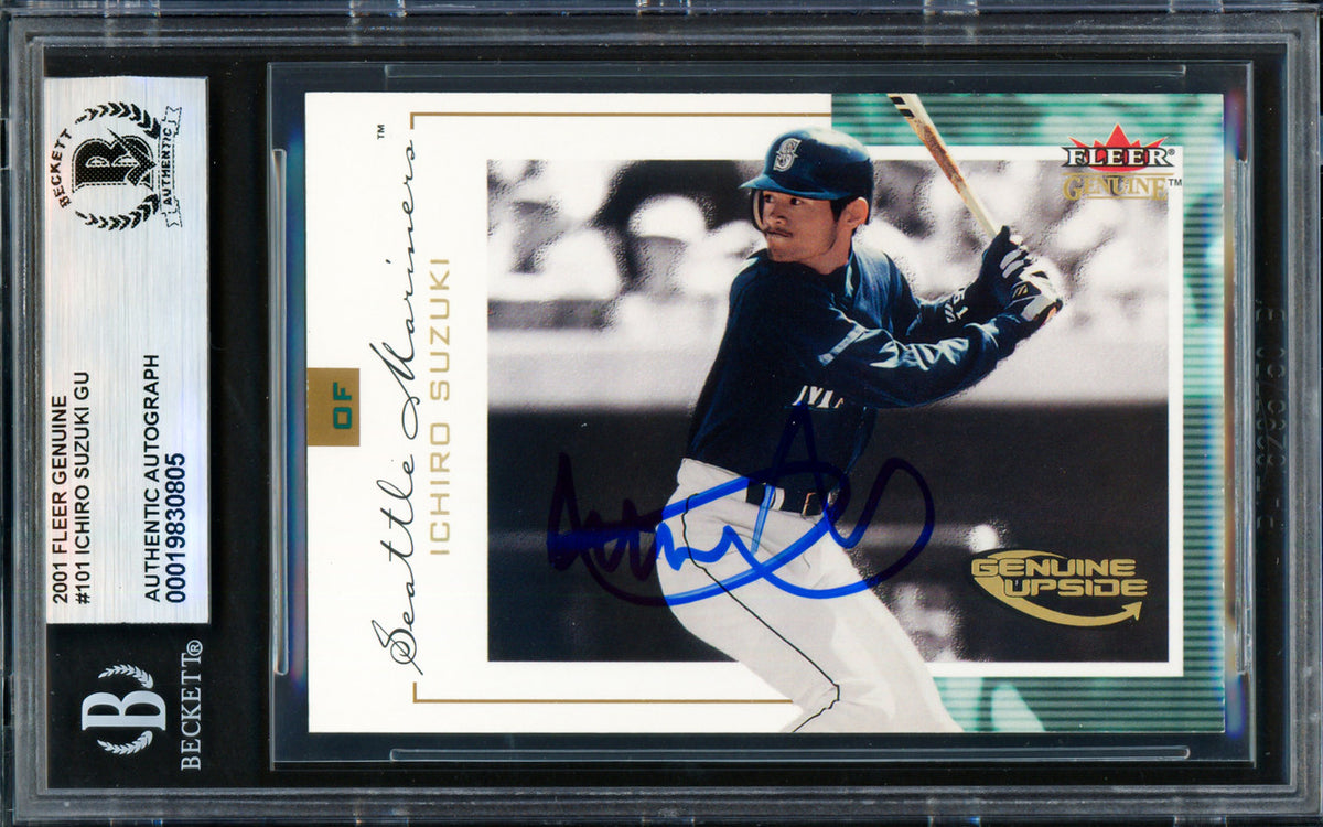 Ichiro Suzuki Autographed 2001 Fleer Genuine Rookie Card #101 Seattle Mariners Beckett BAS #19830805