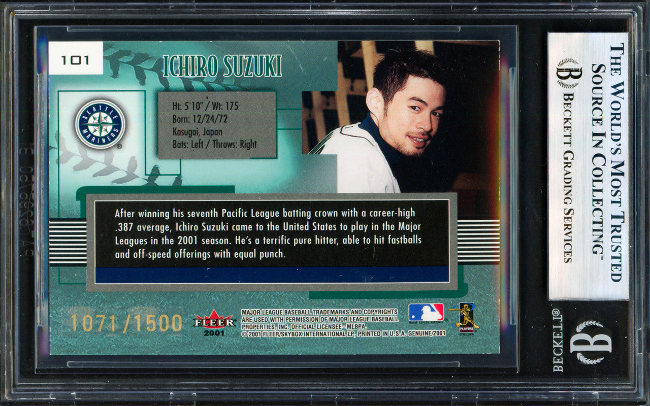 Ichiro Suzuki Autographed 2001 Fleer Genuine Rookie Card #101 Seattle Mariners Beckett BAS #19830805