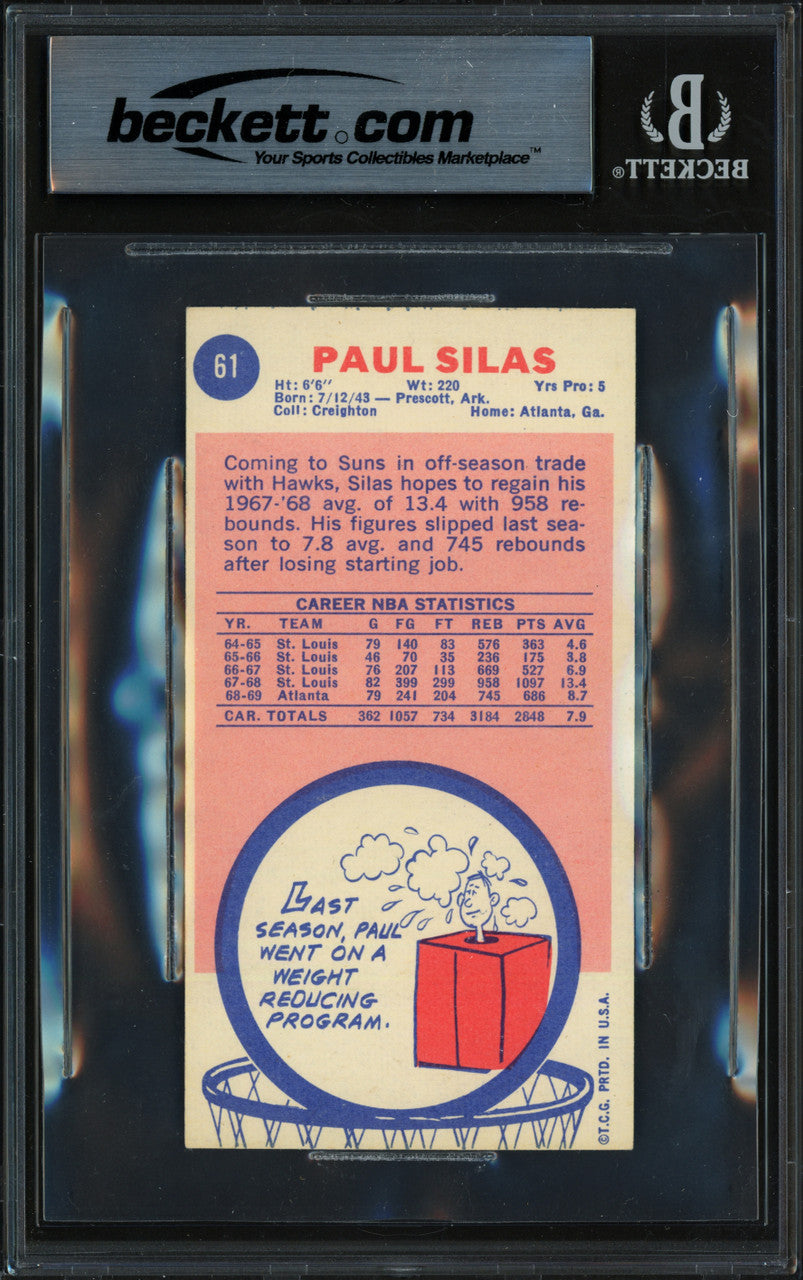 Paul Silas Autographed 1969-70 Topps Rookie Card #61 Phoenix Suns Beckett BAS #19958736