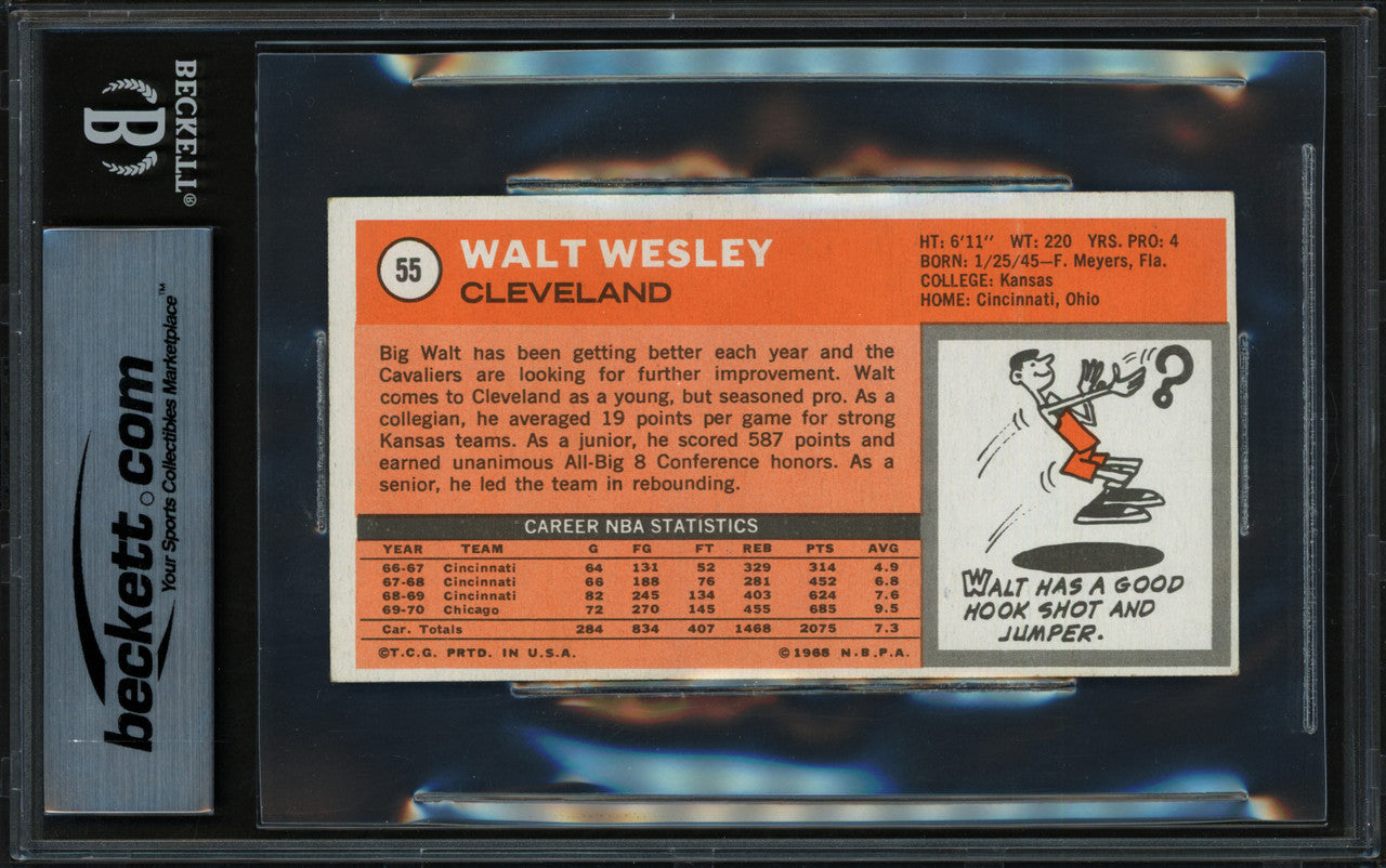 Walt Wesley Autographed 1970-71 Topps Card #55 Cleveland Cavaliers Beckett BAS #19831575