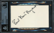 Paul Bear Bryant Autographed 3x5 Index Card Alabama Beckett BAS #19816606