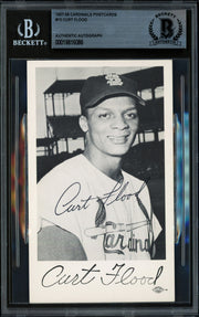 Curt Flood Autographed Postcard St. Louis Cardinals Beckett BAS #19816086