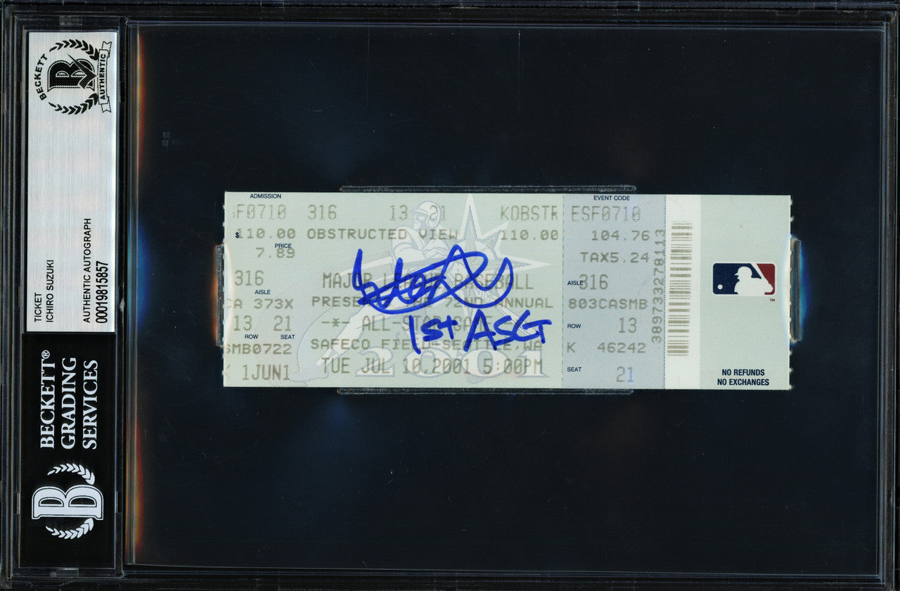 Ichiro Suzuki Autographed 2001 All Star Game Ticket Seattle Mariners "1st ASG" Beckett BAS #19815857