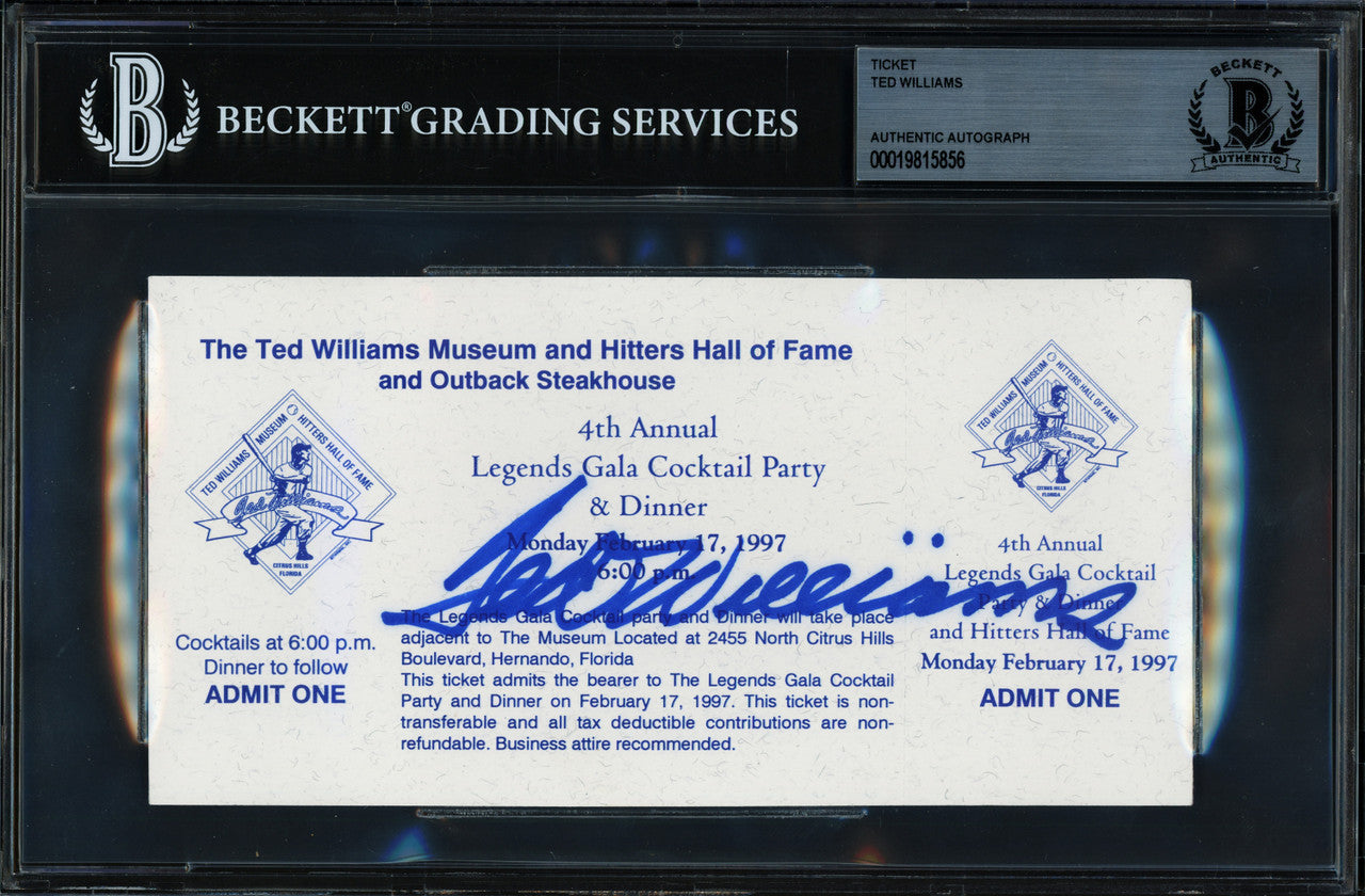 Ted Williams Autographed 1997 Ticket Boston Red Sox Beckett BAS #19815856