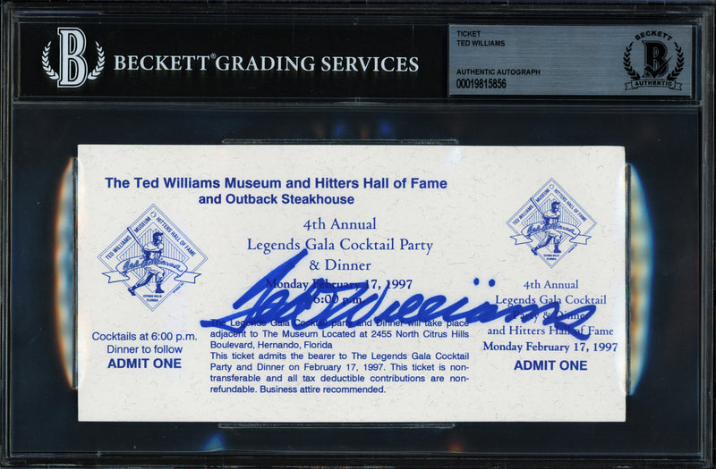 Ted Williams Autographed 1997 Ticket Boston Red Sox Beckett BAS #19815856