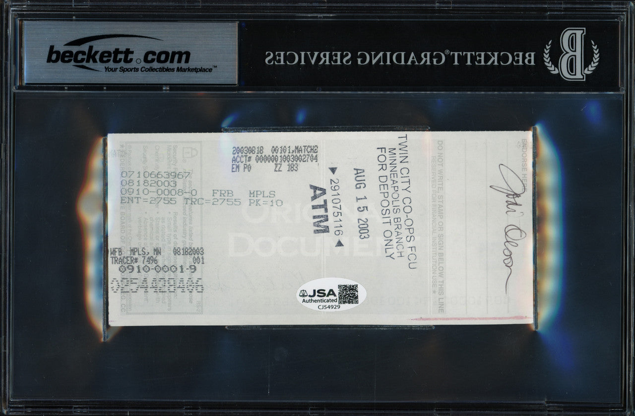 Kirby Puckett Autographed Check Minnesota Twins Beckett BAS #19815715