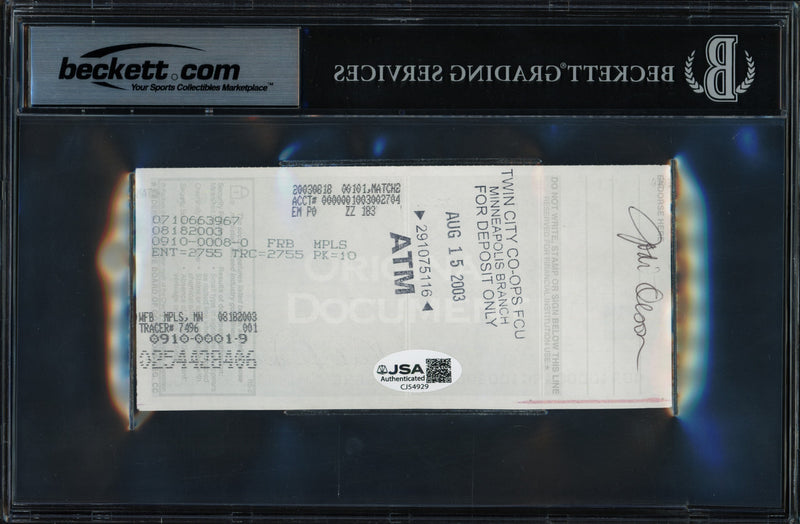 Kirby Puckett Autographed Check Minnesota Twins Beckett BAS #19815715
