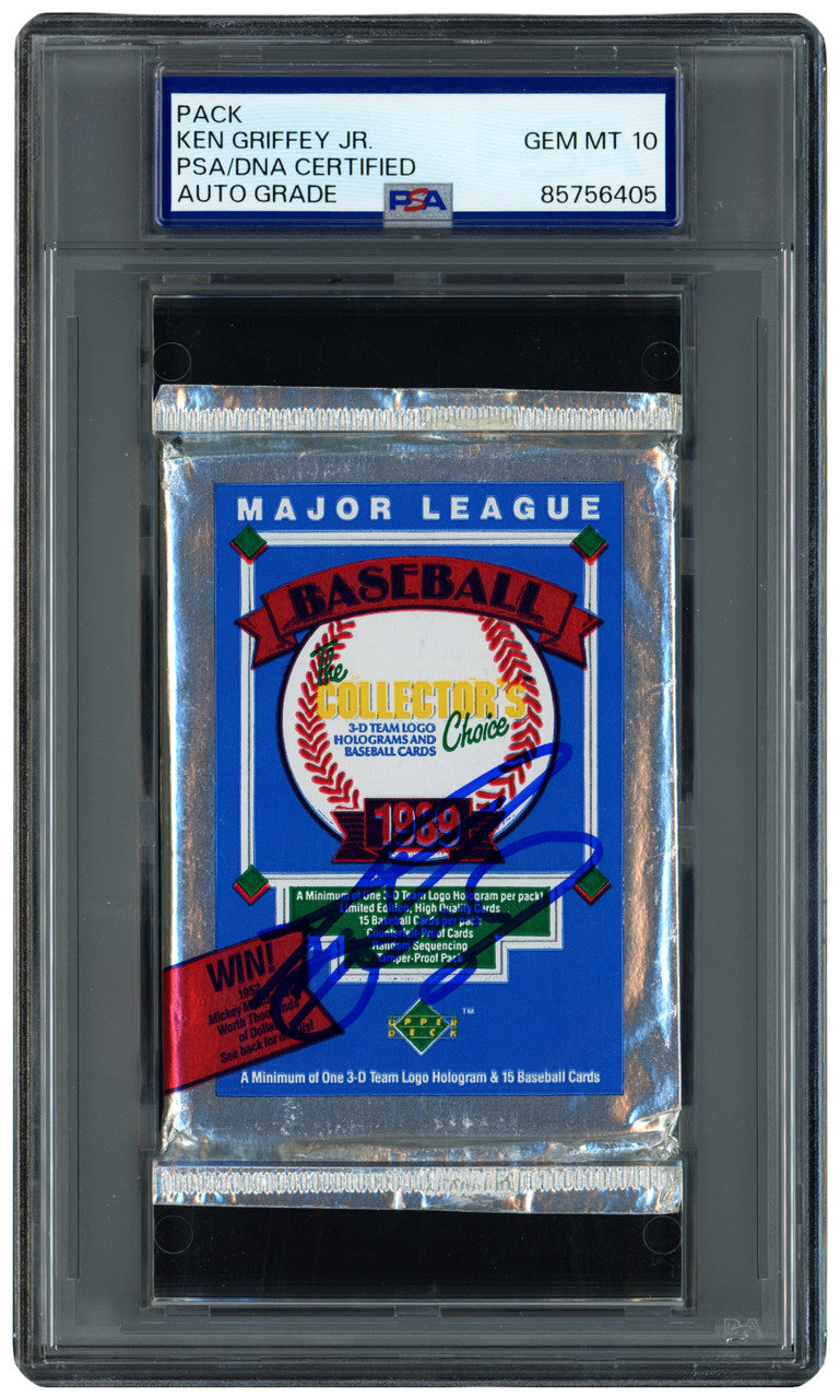 Ken Griffey Jr. Autographed 1989 Upper Deck Low Rookie Card Pack Seattle Mariners Auto Grade Gem Mint 10 PSA/DNA Stock #263052