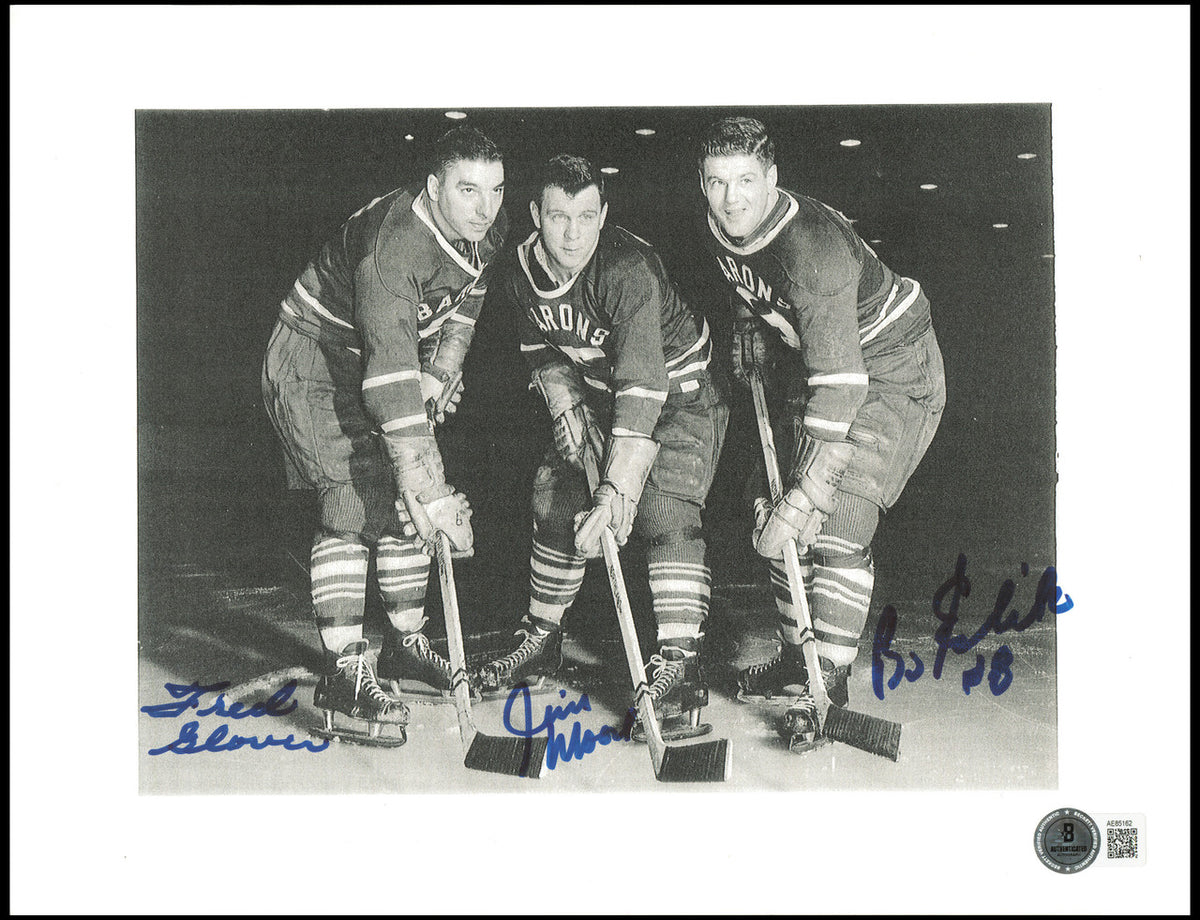 Fred Glover, Jim Moore & Boris Elik Autographed 8x10 Photo Cleveland Barons Beckett BAS #AE85162