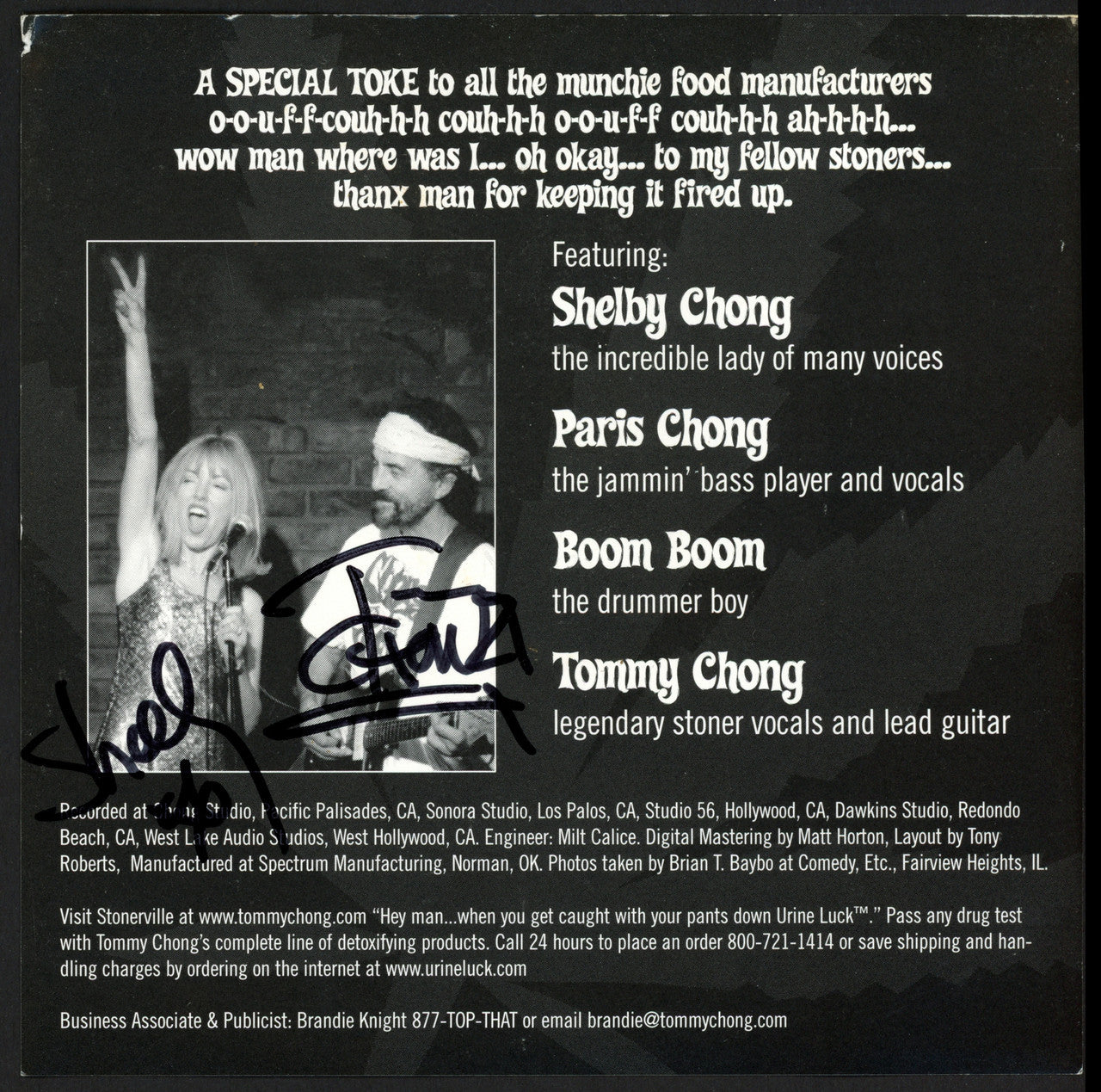 Tommy Chong Autographed CD Booklet Chong Etc. SKU #263527