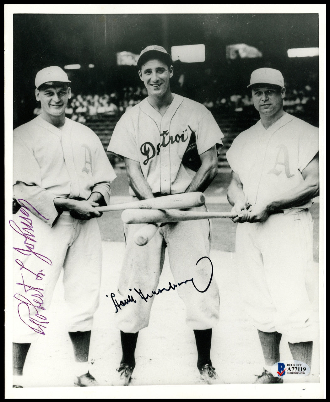 Hank Greenberg & Robert Johnson Autographed 8x10 Photo Detroit Tigers Philadelphia A's Beckett BAS #A77119