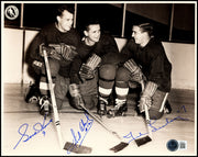 Gordie Howe, Sid Abel, & Ted Lindsay Autographed 8x10 Photo Production Line Beckett BAS #AE85143