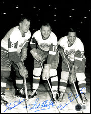 Gordie Howe, Sid Abel, & Ted Lindsay Autographed 8x10 Photo Production Line Beckett BAS #AE85140